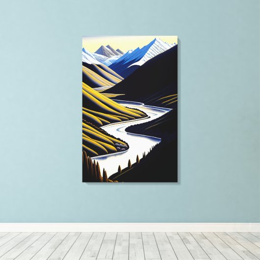 New Zealand River Valley - Canvas Print (Insitu (Houten vloer))