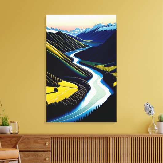 New Zealand River Valley - Canvas Print (Insitu (Woonkamer))