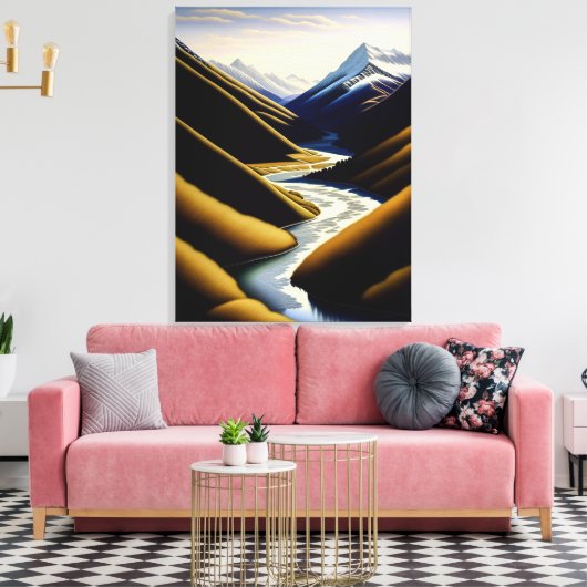New Zealand River Valley - Canvas Print (Insitu (Woonkamer))