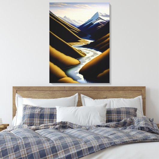 New Zealand River Valley - Canvas Print (Insitu (Slaapkamer))
