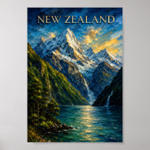 New Zealand: Serene Milford Sound Art Souvenir