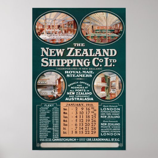 New Zealand Shipping Co. Vintage Poster (Voorkant)