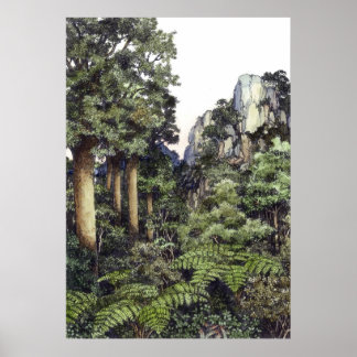 New Zealand Trees & Rock, van Lynda Vugler Poster