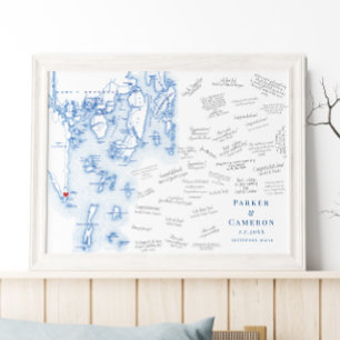 Newagen Southport Wedding Blue Guest Book Poster
