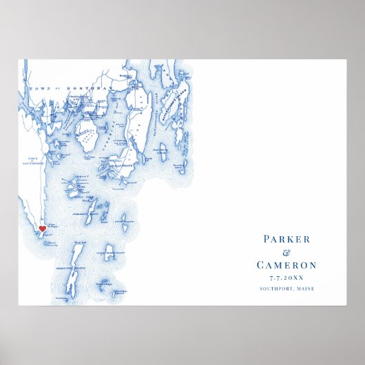 Newagen Southport Wedding Blue Guest Book Poster (Voorkant)