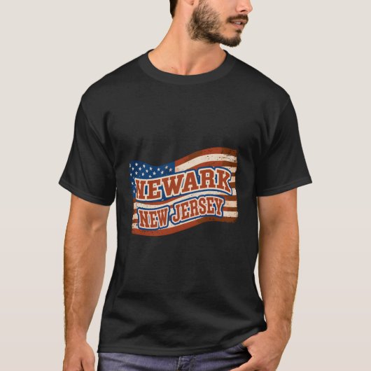 Newark City New Jersey Amerikaanse vlag T-shirt (Voorkant)