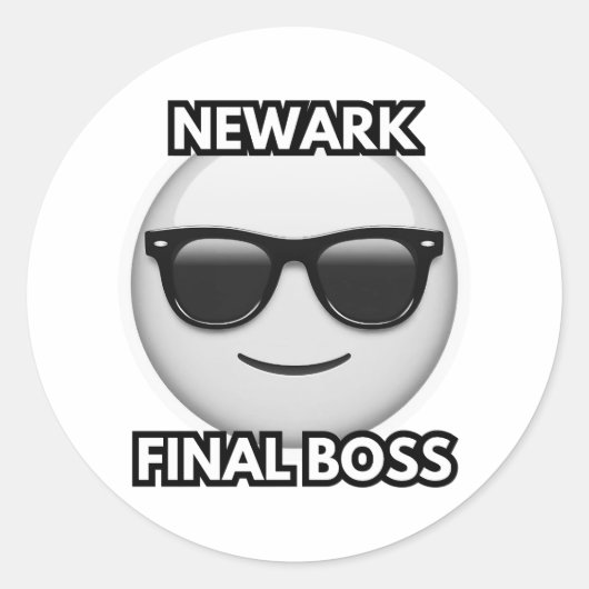 Newark Final Boss Cool Emoji Sticker (Voorkant)