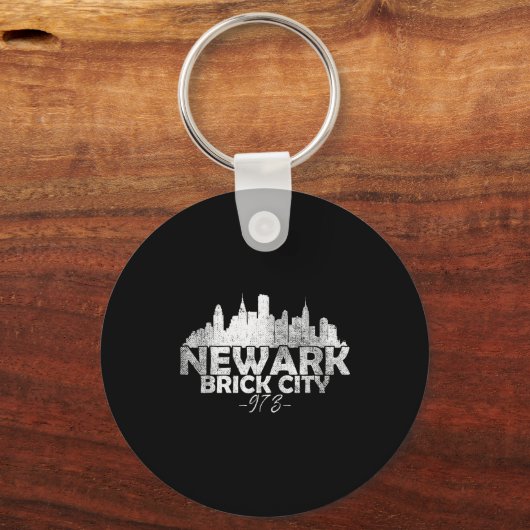 Newark New Jersey Nj Brick City Skyline Sleutelhanger (Voorkant)