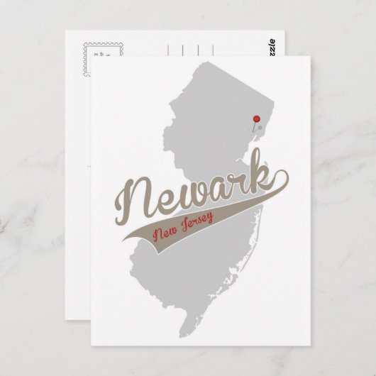 Newark, New Jersey - Pin Map - POSTCARD Briefkaart (Voorkant / Achterkant)