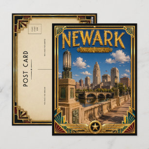 Newark New Jersey Vintage Art Deco Gouden Tijdperk Briefkaart