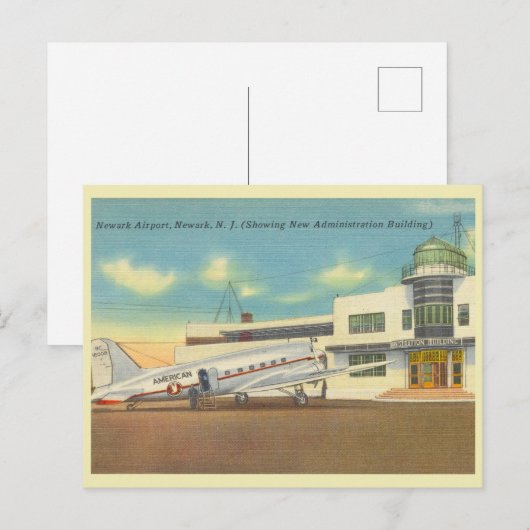 Newark New Jersey  vliegveld jaren 40 Briefkaart (Voorkant / Achterkant)