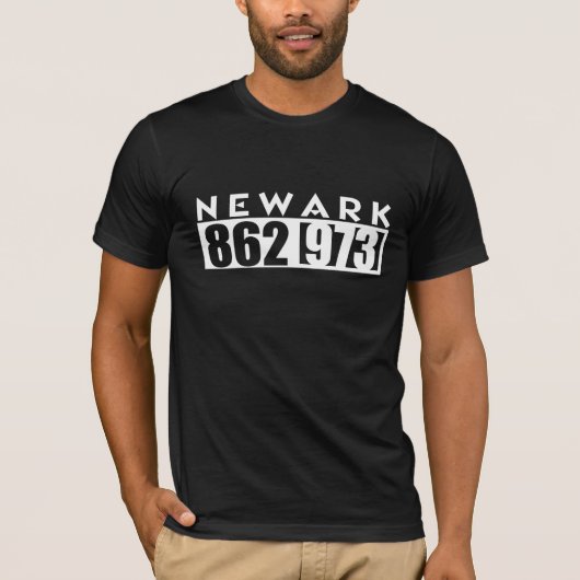 NEWARK NJ 862 & 973 area CODE T-shirt (Voorkant)