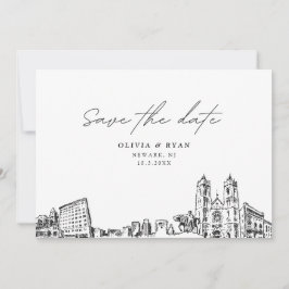 Newark NJ Bruiloft Save the Date Modern Kaart