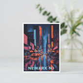 Newark NJ Kleurrijke Grafische Design Art Briefkaart (Staand voorkant)