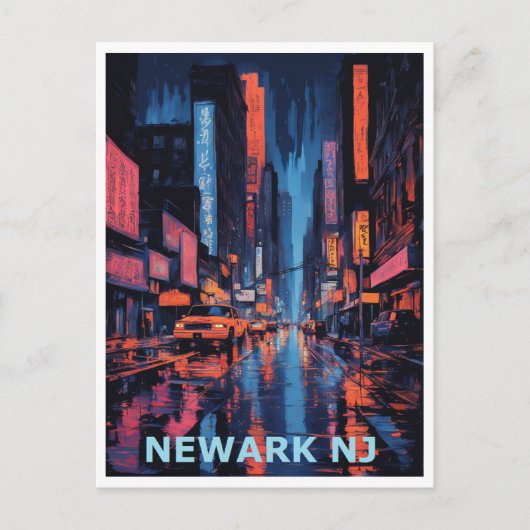 Newark NJ Kleurrijke Grafische Design Art Briefkaart (Voorkant)