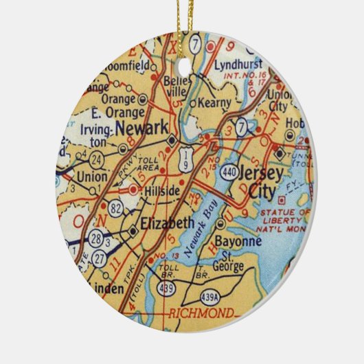 Newark NJ  Map Keramisch Ornament (Links)