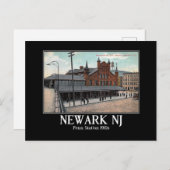 Newark NJ Penn treinstation 1910 Briefkaart (Voorkant / Achterkant)