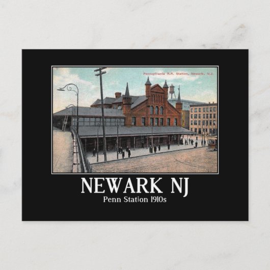 Newark NJ Penn treinstation 1910 Briefkaart (Voorkant)