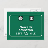 Newark, NJ Road Sign Briefkaart (Voorkant / Achterkant)