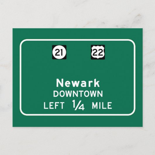 Newark, NJ Road Sign Briefkaart (Voorkant)