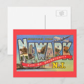 Newark NJ Stad van Kansen Retro Briefkaart (Voorkant / Achterkant)