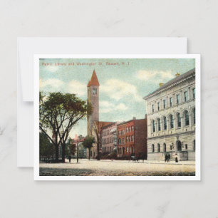 Newark NJ, Washington St, Bibliotheek, 1910s Briefkaart