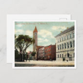 Newark NJ, Washington St, Library, 1910s Briefkaart (Voorkant / Achterkant)