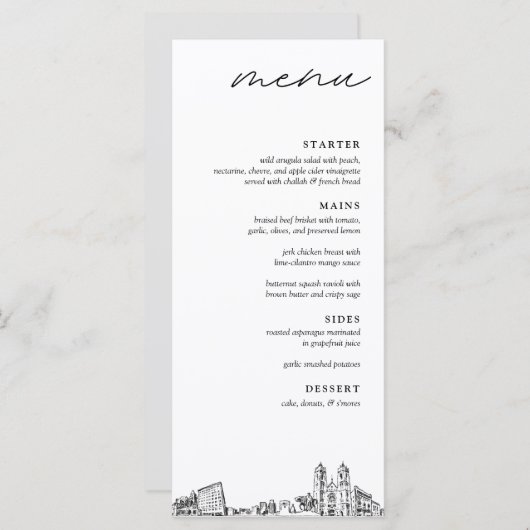 Newark Skyline Modern Wedding Dinner Menu (Voorkant / Achterkant)