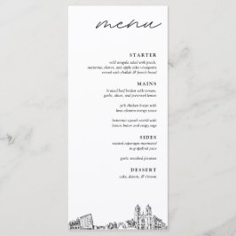 Newark Skyline Modern Wedding Dinner Menu