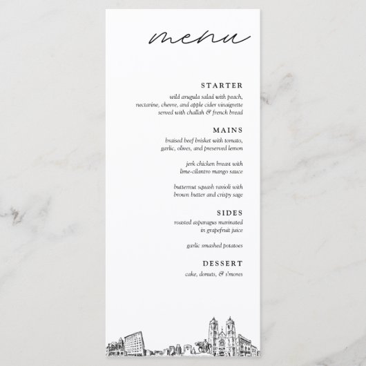 Newark Skyline Modern Wedding Dinner Menu (Voorkant)