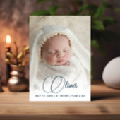 Newborn Aankondiging Fotocollage Blauw Wit
