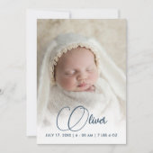 Newborn Aankondiging Fotocollage Blauw Wit (Voorkant)