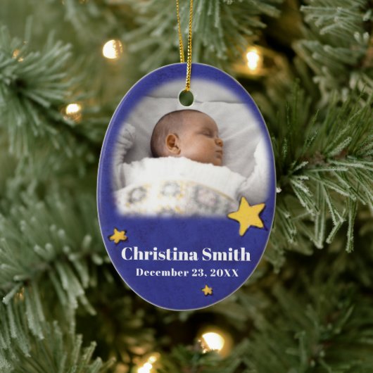 Newborn Angel Kerstversiering eigen foto Keramisch Ornament (Boom)