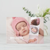 Newborn Baby 4 Foto Collage Birth Announding Aankondiging (Staand voorkant)