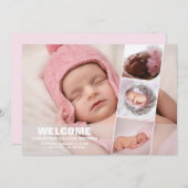Newborn Baby 4 Foto Collage Birth Announding Aankondiging (Voorkant / Achterkant)