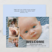 Newborn Baby 4 Foto Collage Birth Announding Feestdagenkaart (Voorkant / Achterkant)