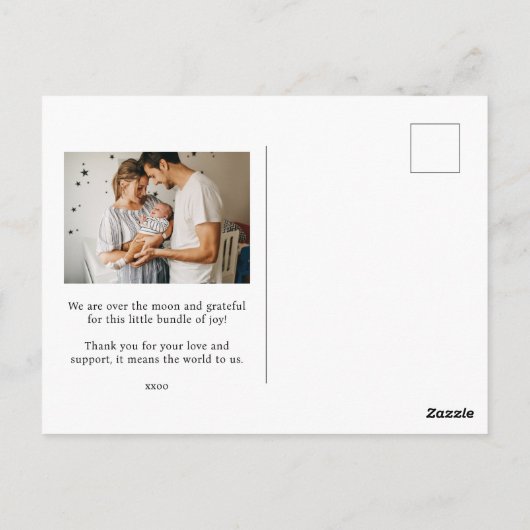 Newborn Baby aankondiging Briefkaart (Achterkant)