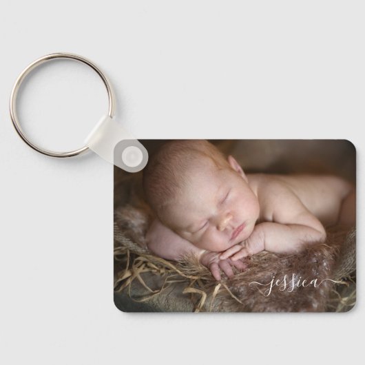 Newborn Baby and Parents Photo  Sleutelhanger (Achterkant)