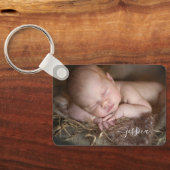Newborn Baby and Parents Photo  Sleutelhanger (Achterkant)