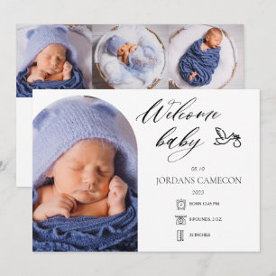 Newborn Baby Birth Announounement Foto Collage Aankondiging