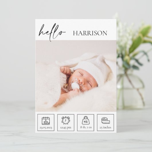 Newborn Baby Birth Announounement Foto Collage Aankondiging (Staand voorkant)