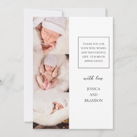 Newborn Baby Birth Announounement Foto Collage Aankondiging (Achterkant)