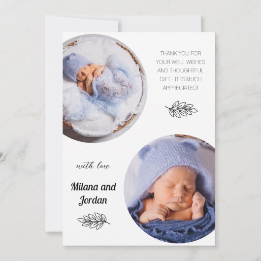 Newborn Baby Birth Announounement Foto Collage Aankondiging (Achterkant)