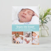 Newborn Baby Birth Announounement Foto Collage Aankondiging (Staand voorkant)