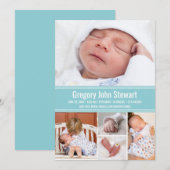 Newborn Baby Birth Announounement Foto Collage Aankondiging (Voorkant / Achterkant)