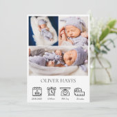 Newborn Baby Birth Announounement Foto Collage Aankondiging (Staand voorkant)