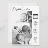 Newborn Baby Birth Announounement Foto Collage Aankondiging (Voorkant)