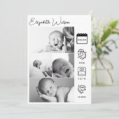 Newborn Baby Birth Announounement Foto Collage Aankondiging (Staand voorkant)