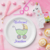 Newborn Baby Buggy Welcome Name Persoonlijk Papieren Bordje (Feest)