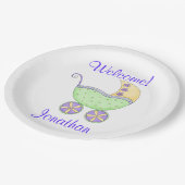 Newborn Baby Buggy Welcome Name Persoonlijk Papieren Bordje (Gekanteld)